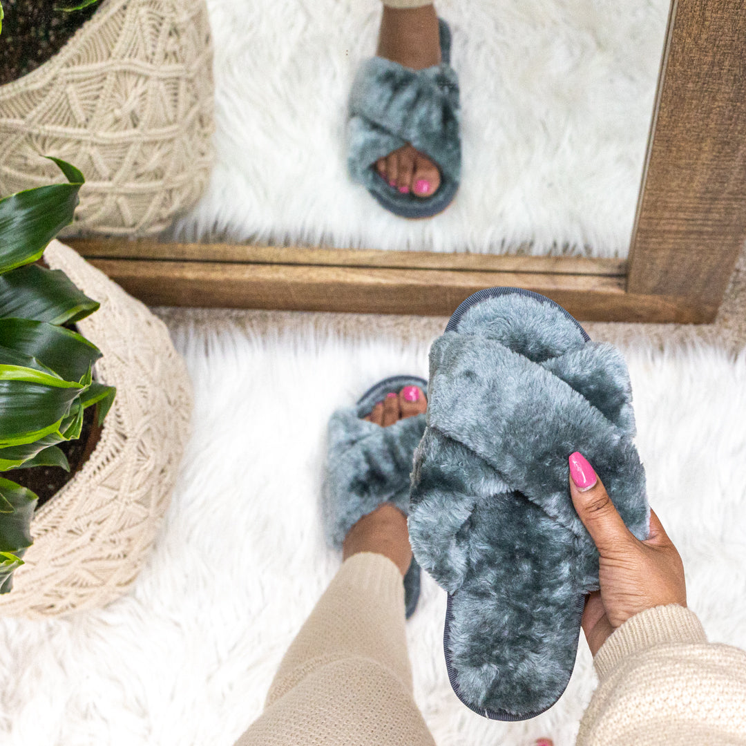 Fancy fur slippers clearance
